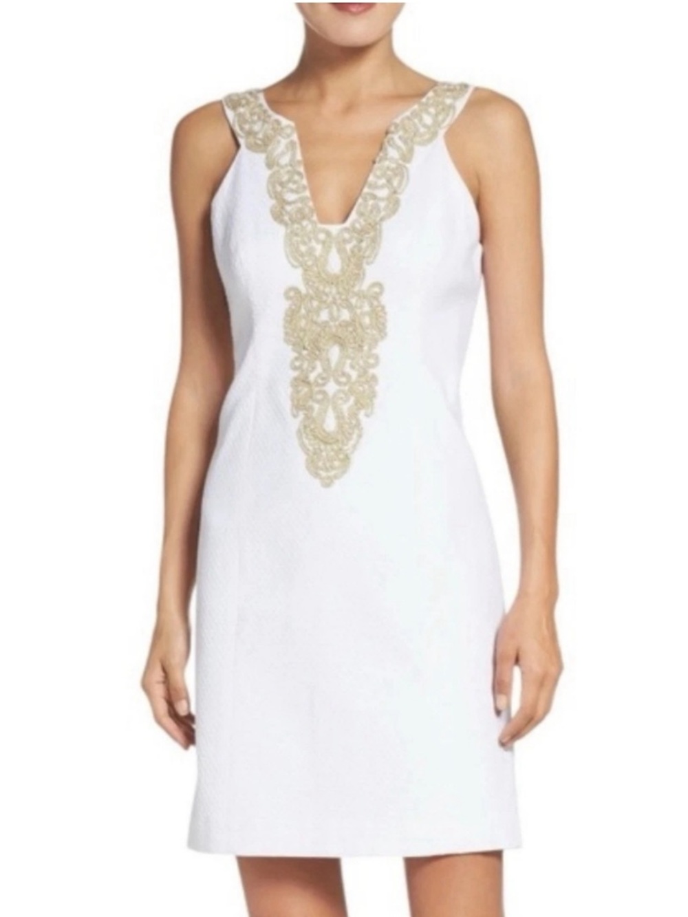 NWT Lilly Pulitzer Suzette Shift Dress White & Gold